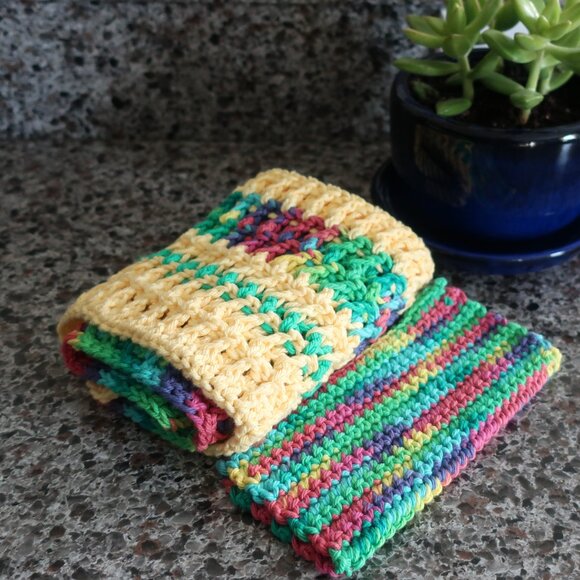 Multicolored Crochet Dish Drying Mats 100% Cotton Kitchen - Picture 2 of 15
